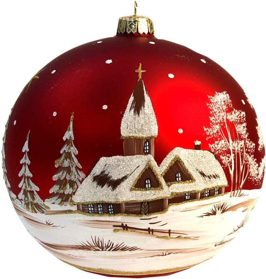 Weihnachtskugel große Christbaumkugel handbemalt rot Gold 15 cm