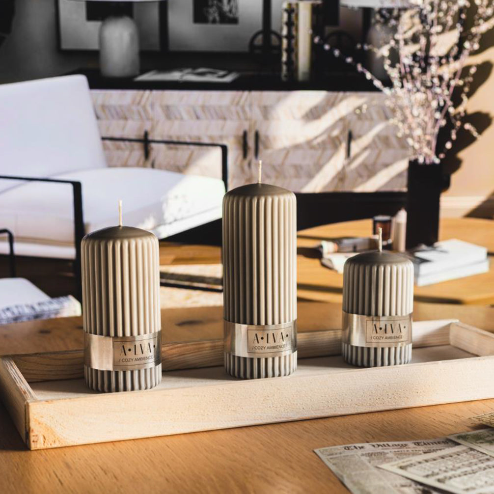 Alva Stumpenkerze Cozy Ambience, hellbraun 70/90 mm