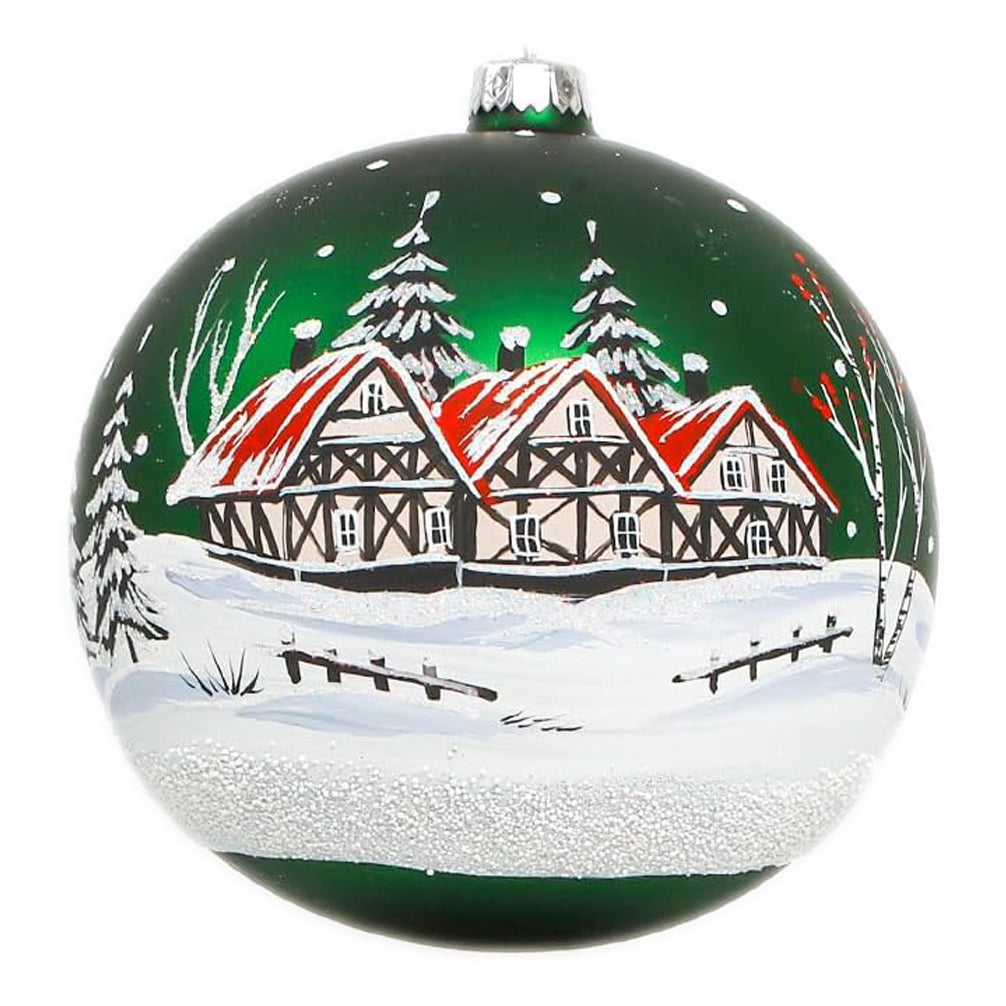 Weihnachtskugel große Christbaumkugel handbemalt grün 15 cm