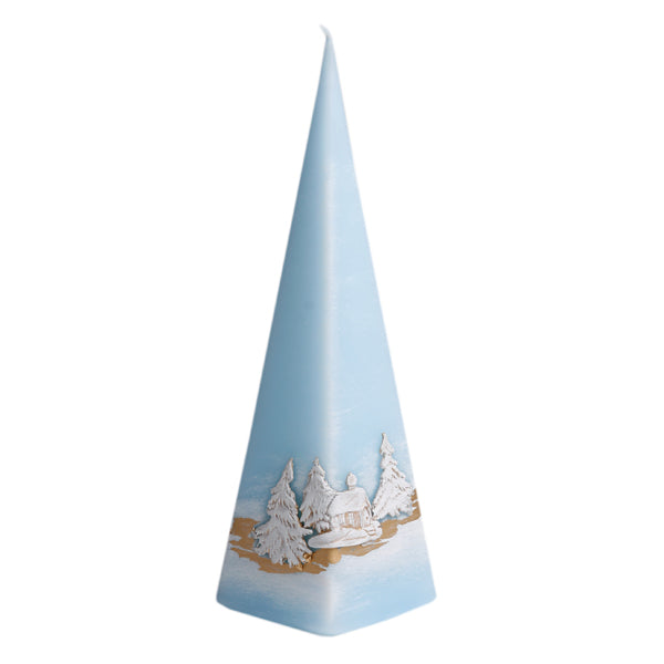 Kerze Deko Pyramidenform eisblau Snow 04162 Relief 230 mm