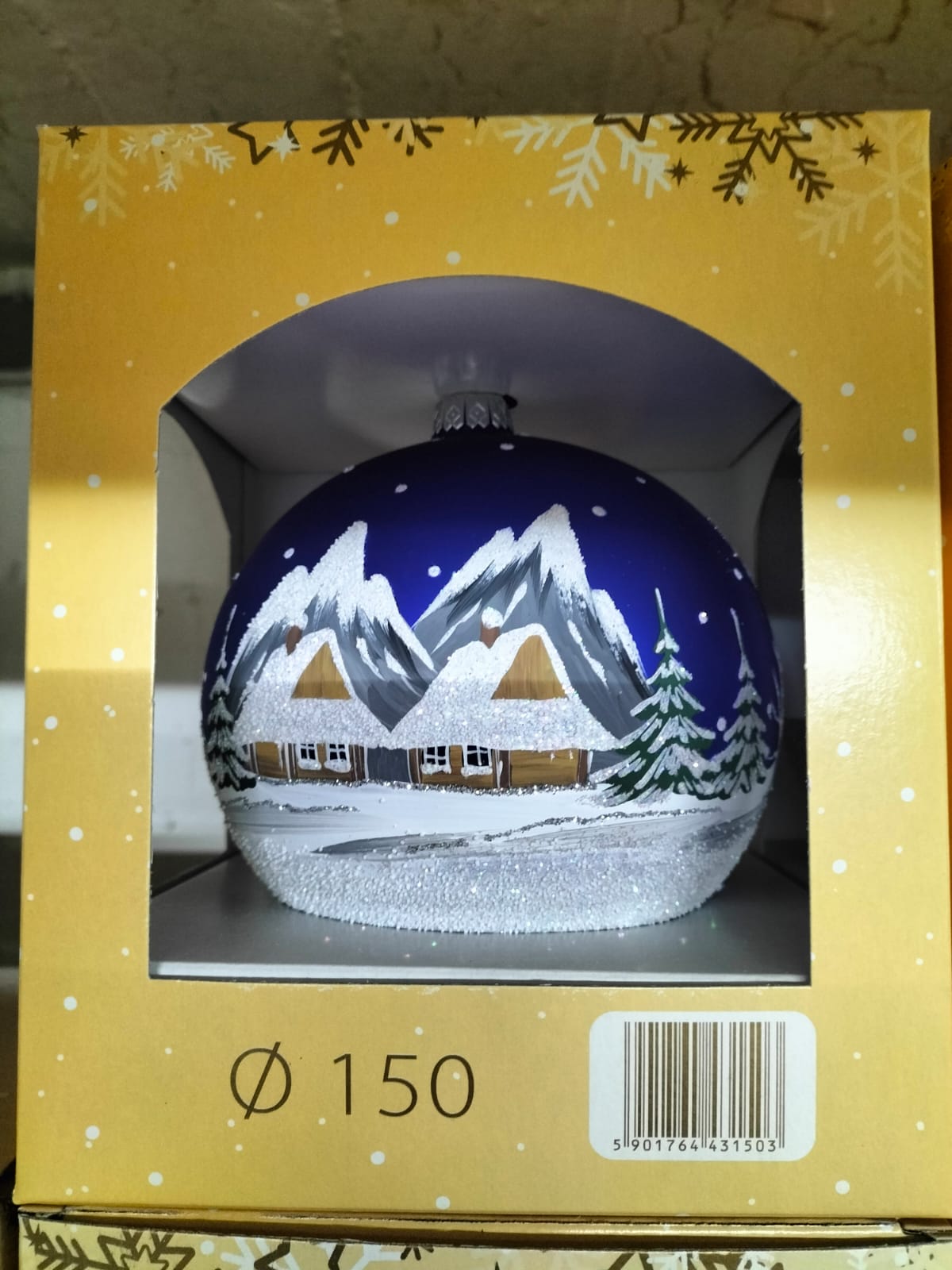 Weihnachtskugel große Christbaumkugel handbemalt Blau 15 cm