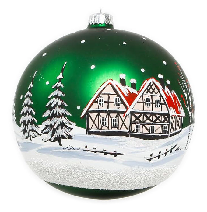 Weihnachtskugel große Christbaumkugel handbemalt grün 15 cm