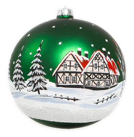 Weihnachtskugel große Christbaumkugel handbemalt grün 15 cm