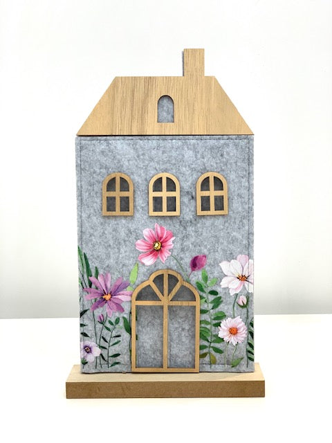 Deko Haus aus Filz grau 33 cm